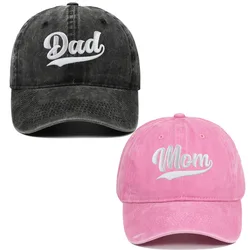 New DAD MOM Embroidery Baseball Caps Men Women Retro Washed Cotton Snapback Dad Caps Outdoor Sports Visor Sun Hat Unisex