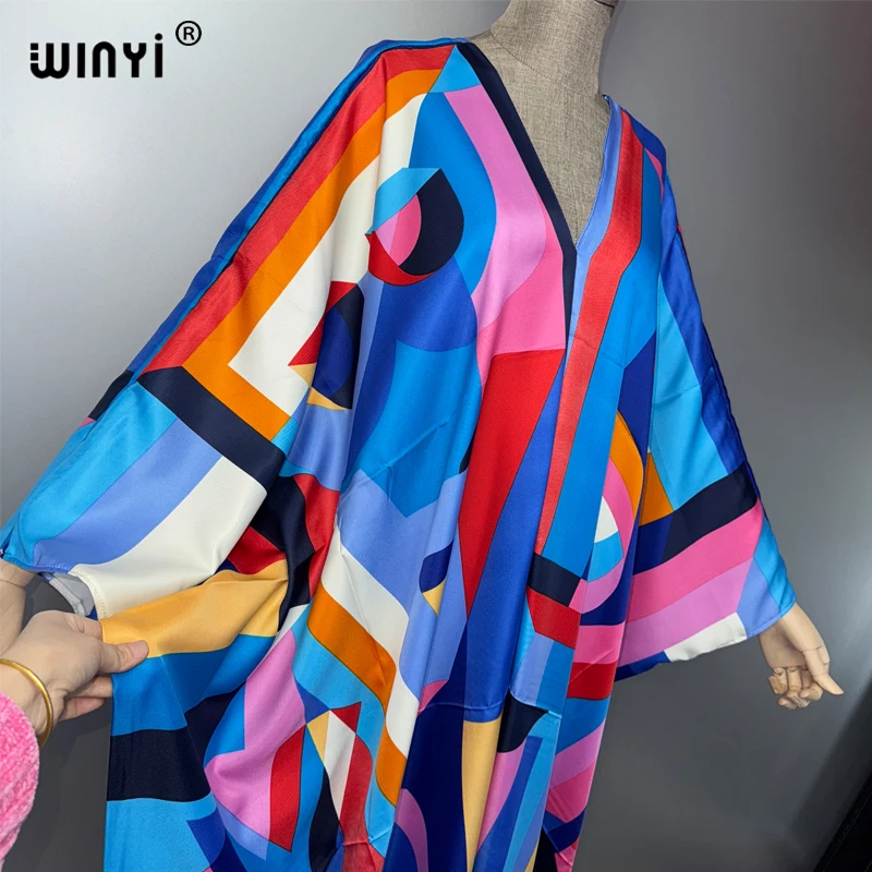 فستان بوهو صيفي مطبوع صيفي من WINYI عباية إسلامية أنيقة لتغطية الشاطئ فستان كاجوال ملابس شاطئ قفطان أنيق