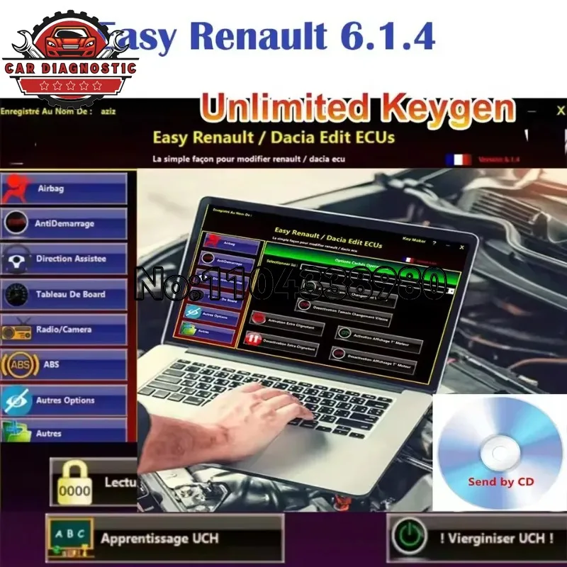BEST Easy Renaul 6.1.4 Software for Renaul ECU Programmer Clear Crash Airbag Card Keys UCH Cleaner WORK with OBDLink Renolink