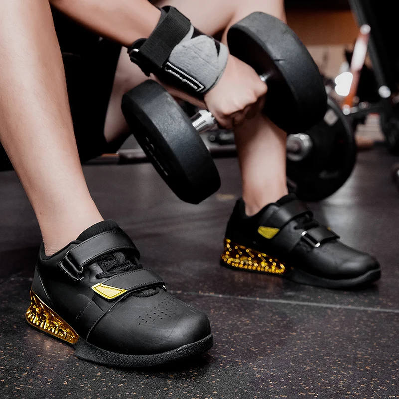 Sepatu Angkat Beban Profesional untuk Pria dan Wanita, Sepatu Squat untuk Powerlifting dengan Sol Karet Anti Selip