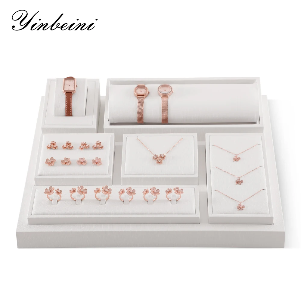 

YinBeiNi Ring Necklace Earrings Bracelet Storage Stand PU Leather Jewel Accerssories Display Set Pendant Watch Organizer TT005