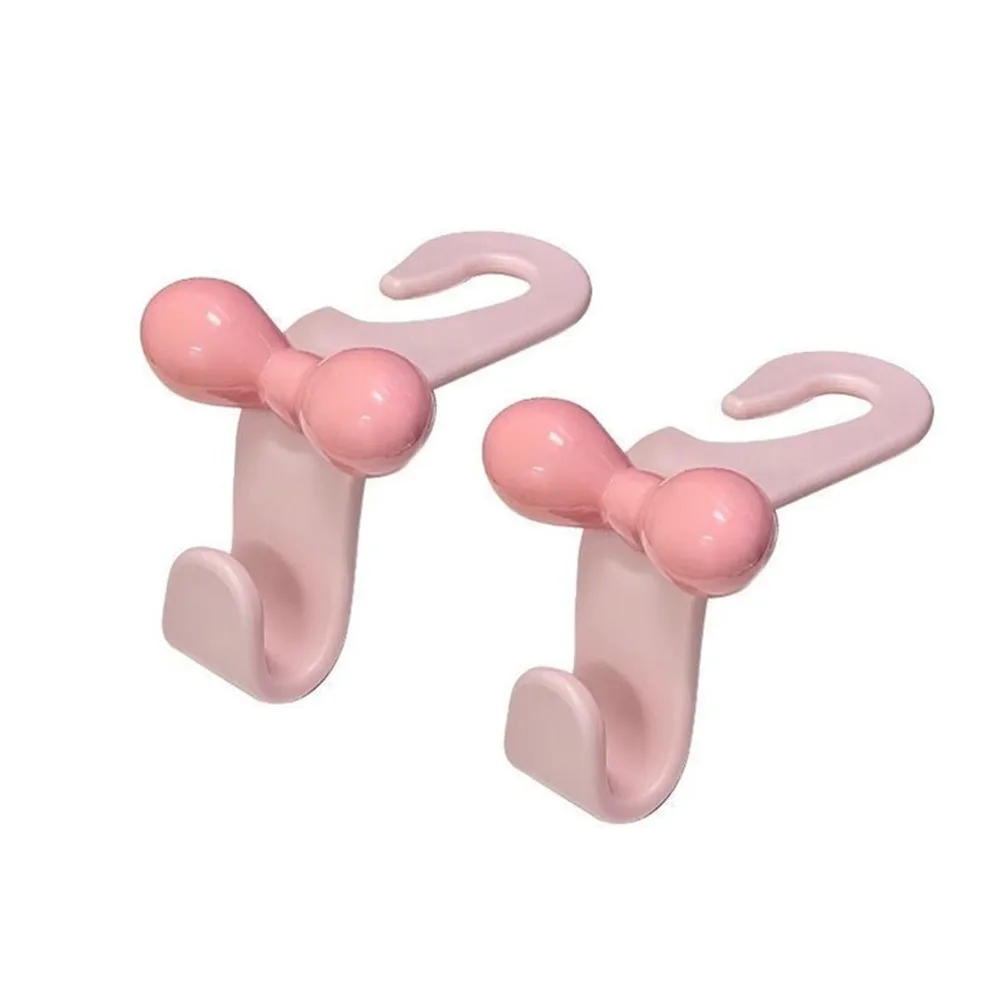 

2Pcs Practical Dopamine Pink Bow Car Hook Plastic Multifunctional Car Seat Hanger Hooks Home Storage Hook Car