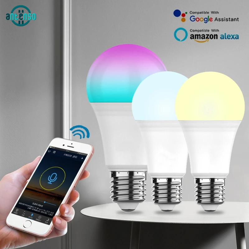 

Умная светодиодная лампа Wi-Fi E27, люстра 9 Вт, 110 В, 10 Вт, 220 В, лампа RGB с регулируемой яркостью, приложение, голосовое управление, Alexa Google Assistant, домашний декор