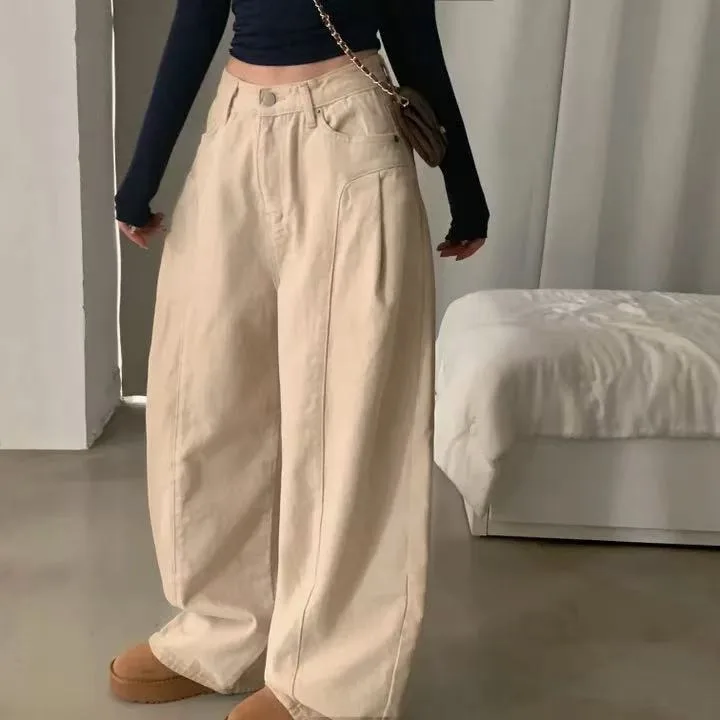 Pantalones de pierna ancha informales elegantes para mujer, pantalones holgados favorecedores de calle, ropa de trabajo neutra, pantalones largos de verano con cintura l