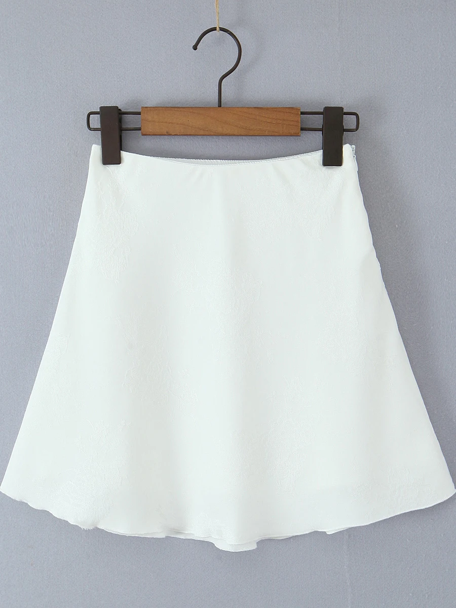 Ele Embroidered Satin A-Line  Skirt High Waist Draped Slimming New Chinese Sle ort Umbrella Skirt Street Faion