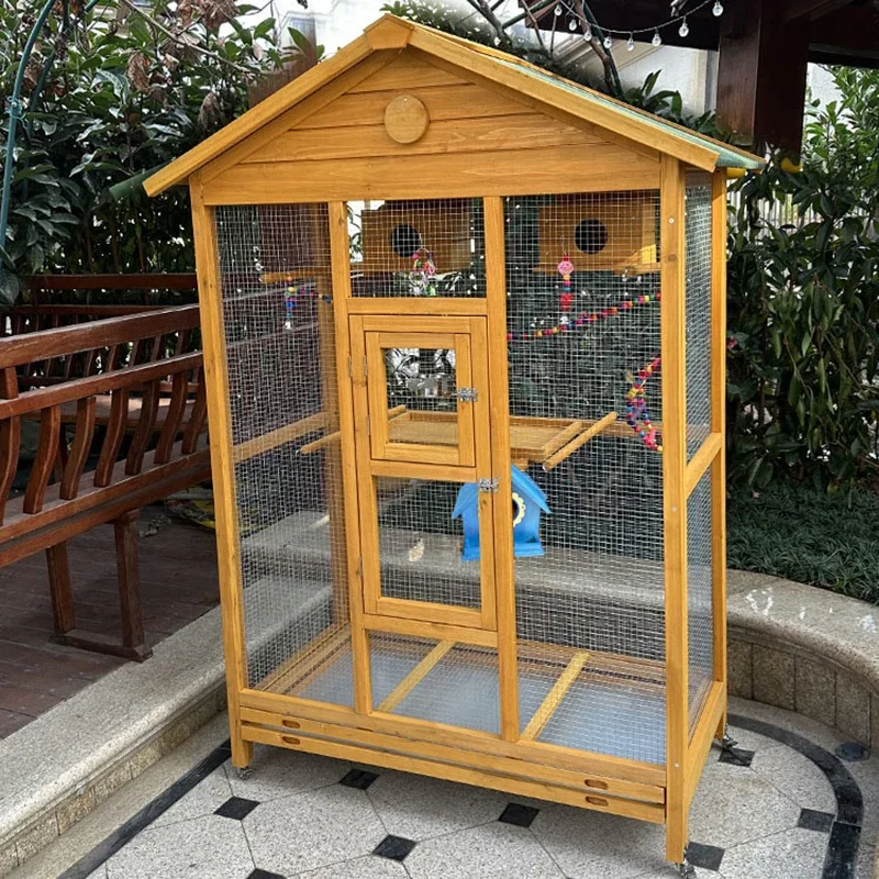 

Bird Cage Metal Large Parrots Cages House Birds Outdoor Tweety Accessories Wooden Hut Transport Parrot jaula Canary Pet Plastic