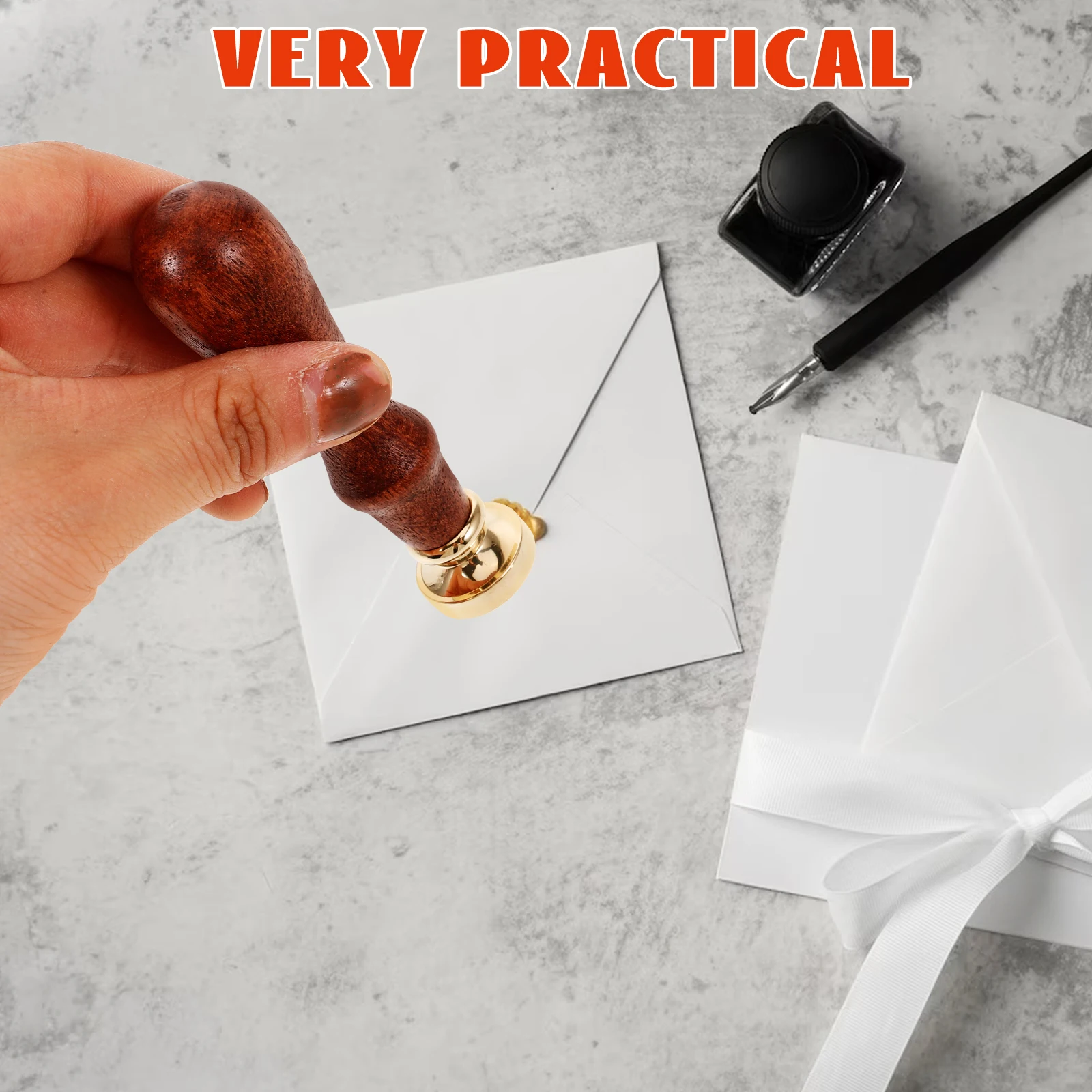 

1 Set Copper Head Wax With Long Handle Creative Envelope Sealing Gift Packing Kit For Scrapbook Decoration