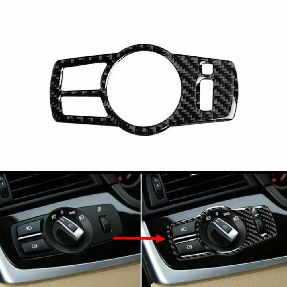 Car Headlight Switch Panel Cover Sticker Carbon Fiber Switch Panel Trim Accessories For BMW 5 Series F10 F07 F01 F25 F26 X3 X4 N