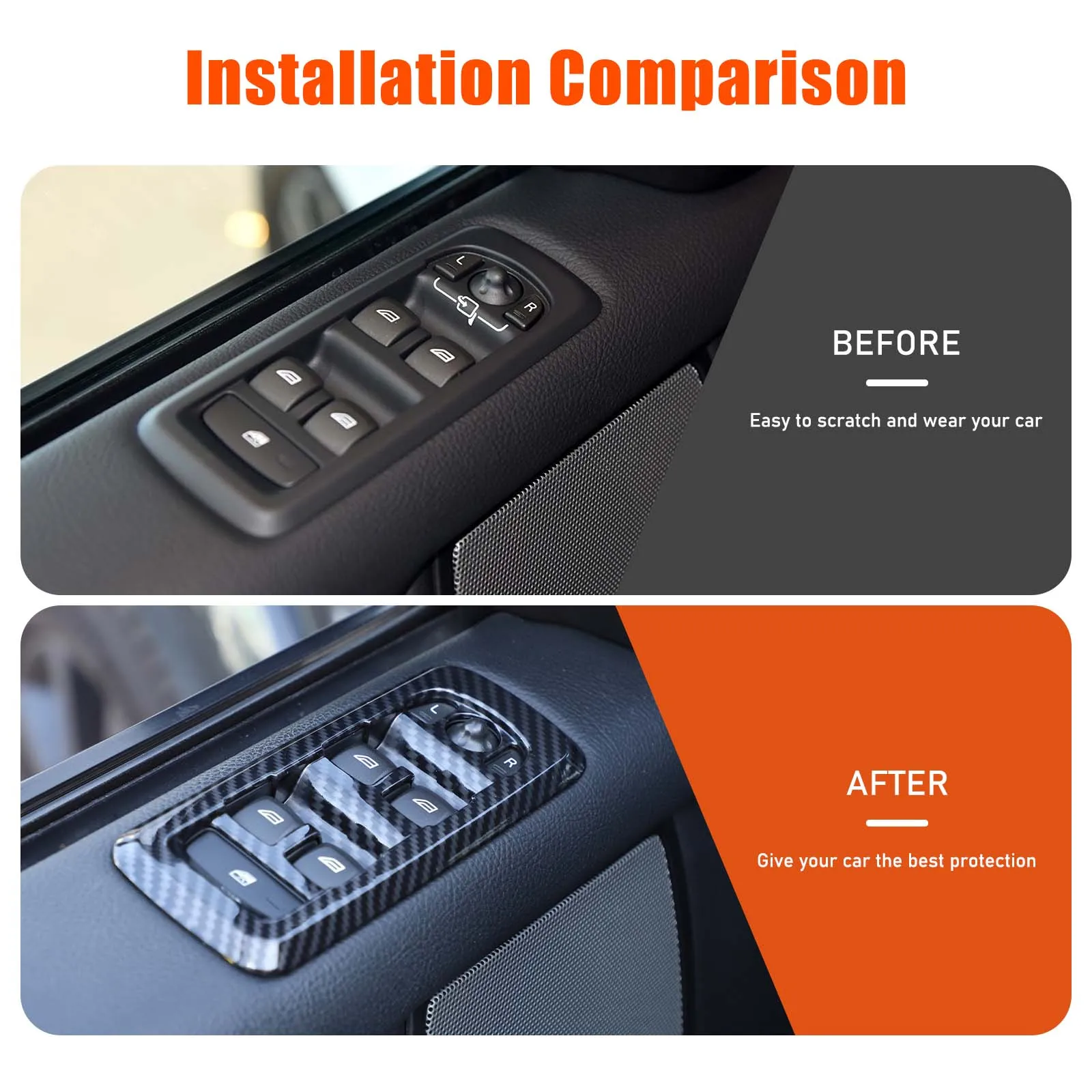 ABS Carbon Car Window Lift Switch Button Panel Cover Trim For Land Rover Discovery 4 2010-2016 For Range Rover Sport 2010-2013