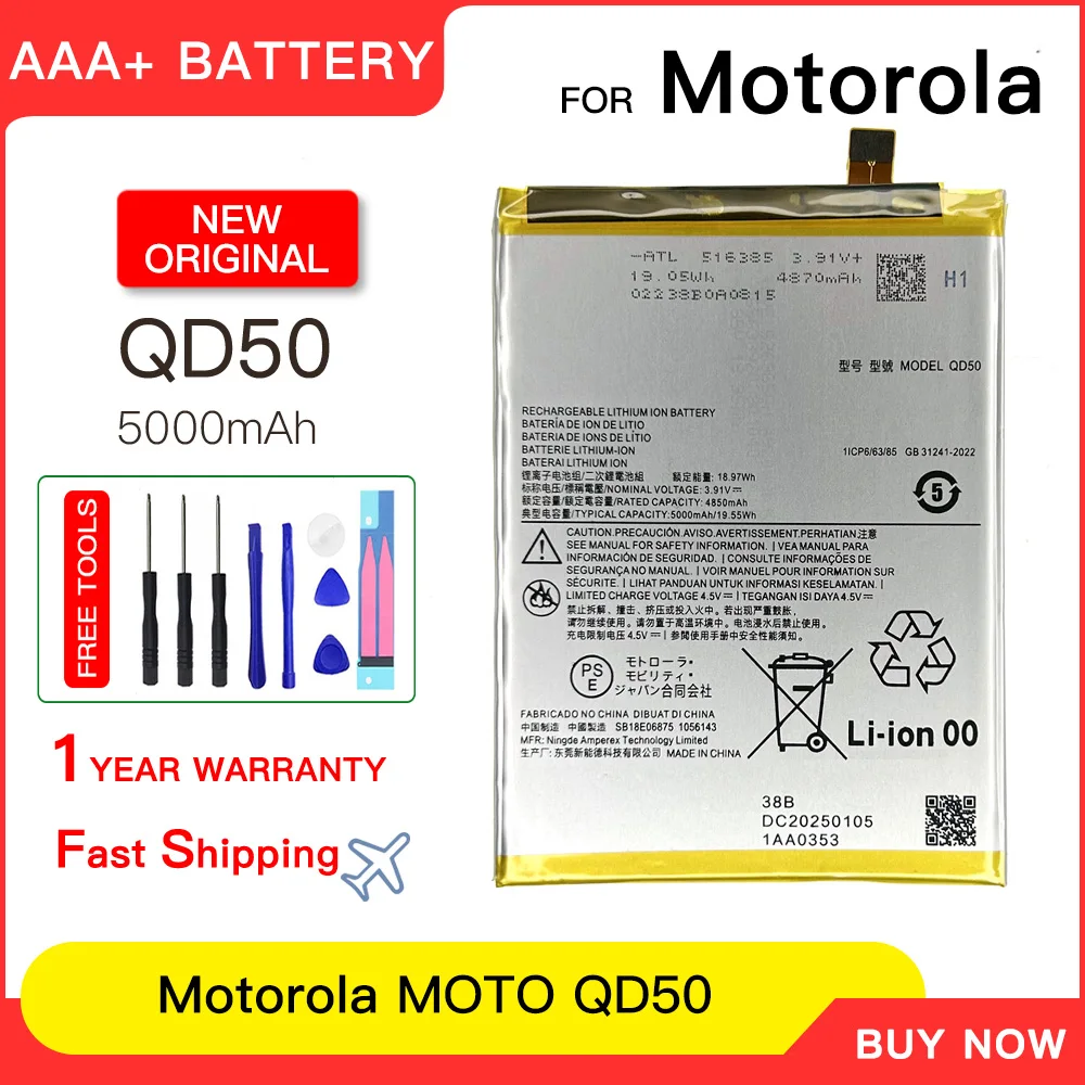 100% Genuine Battery QD50 For Motorola Moto QD50 5000Mah Battery Mobile Phone Replacement Batteria Batterij Backup +Tools