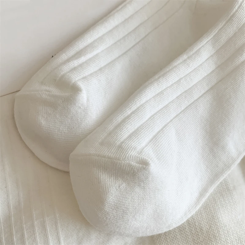 Calzini lunghi da donna Calzini alti al ginocchio con fiocco in tinta unita di alta qualità femminile Brew sottili morbidi e carini calze da donna a righe comode