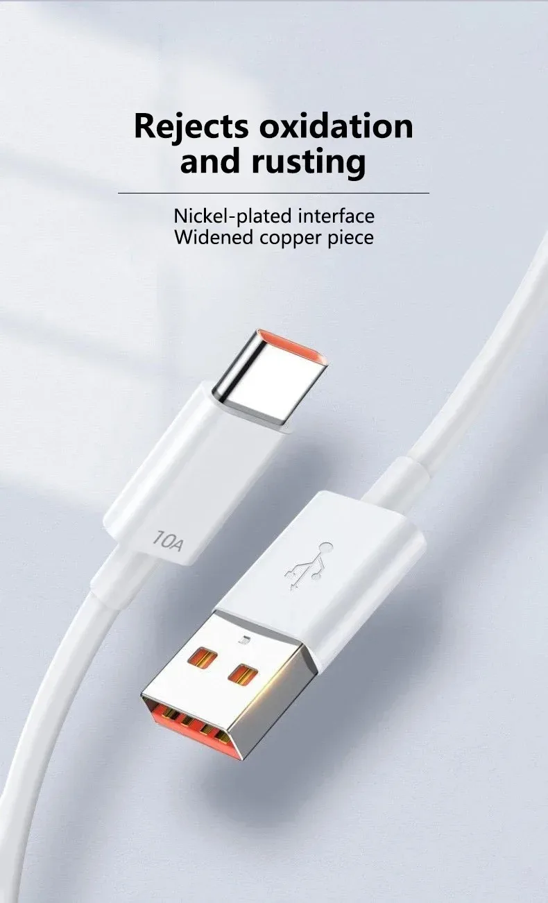 120W 10A Dual USB-C Type C Fast Charging Cable PD Durable Multi-Device Universal Quick Charging Wire For Huawei Xiaomi Samsung