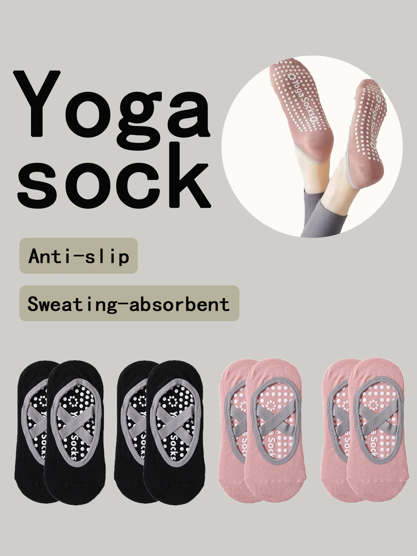 

4 Pairs Women Fitness Breathable Yoga Socks Silicone Anti-slip Ballet Socks Pilates Socks Floor Socks