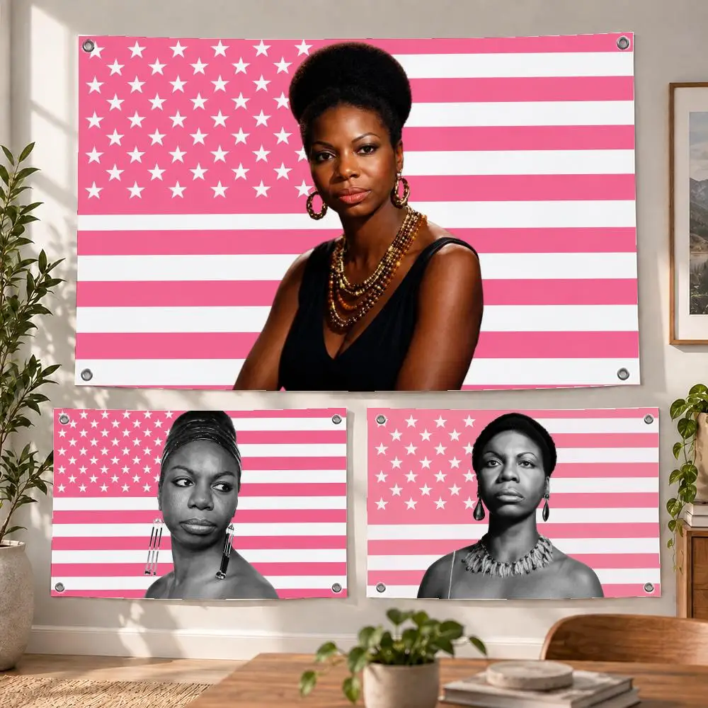 Music Soul Legend Nina Simone Flags Decorative Flag Banner Indoor Bedroom Dorm Gaming Room Wall Party Club Decor Fan Gift