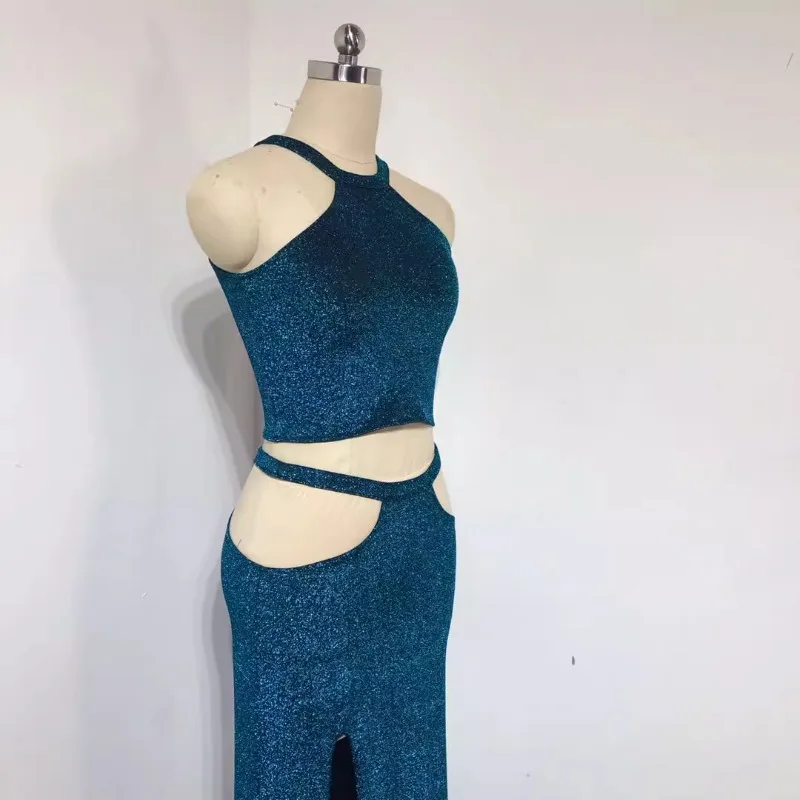 Customized Belly Dance Costumes 2025 New Beginners Sparkling Silk Top and Split Skirt Set Belly Dancing Clothes