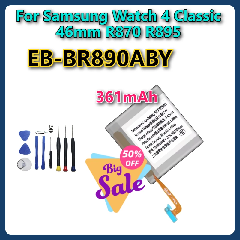 

EB-BR890ABY 361mAh Brand New Watch Battery For Samsung Watch 4 Classic 46mm R870 R895 + tools