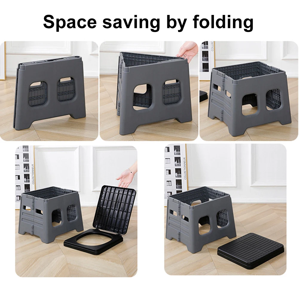 

Portable Folding Toilet with Lid Foldable Outdoor Camp Toilet Multifunctional Folding Truck Toilet for Emergencies