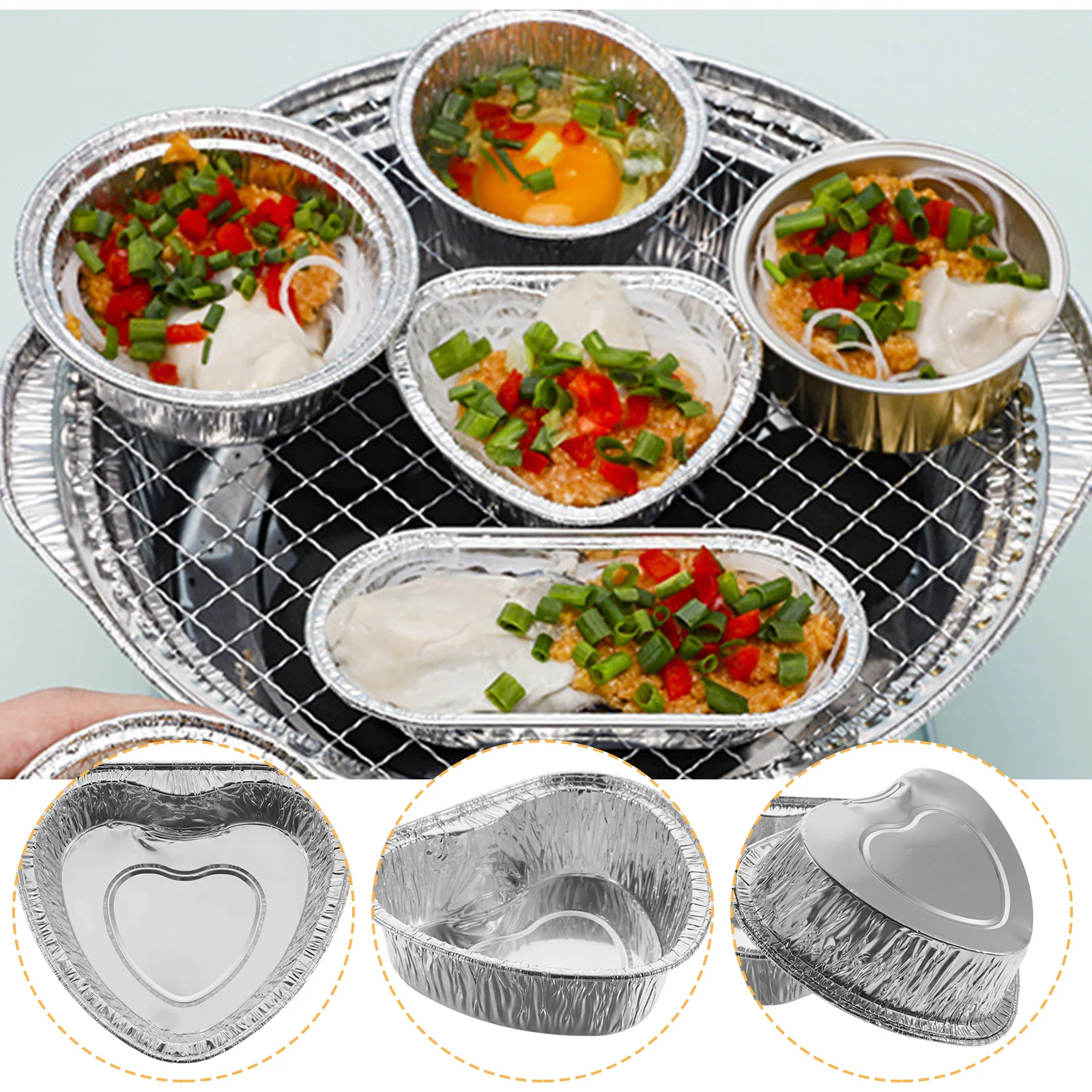 

100pcs Foil Pudding Cups Aluminum Baking Dessert Molds Reusable Conductive Even Party Family