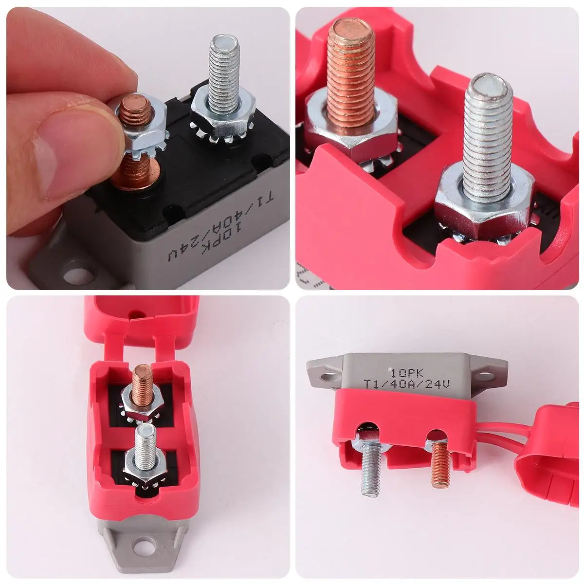 

2 Pcs Automatic Reset Circuit Breaker for Car 12V/24V Plastic Ship Stud Bolt Vehicle