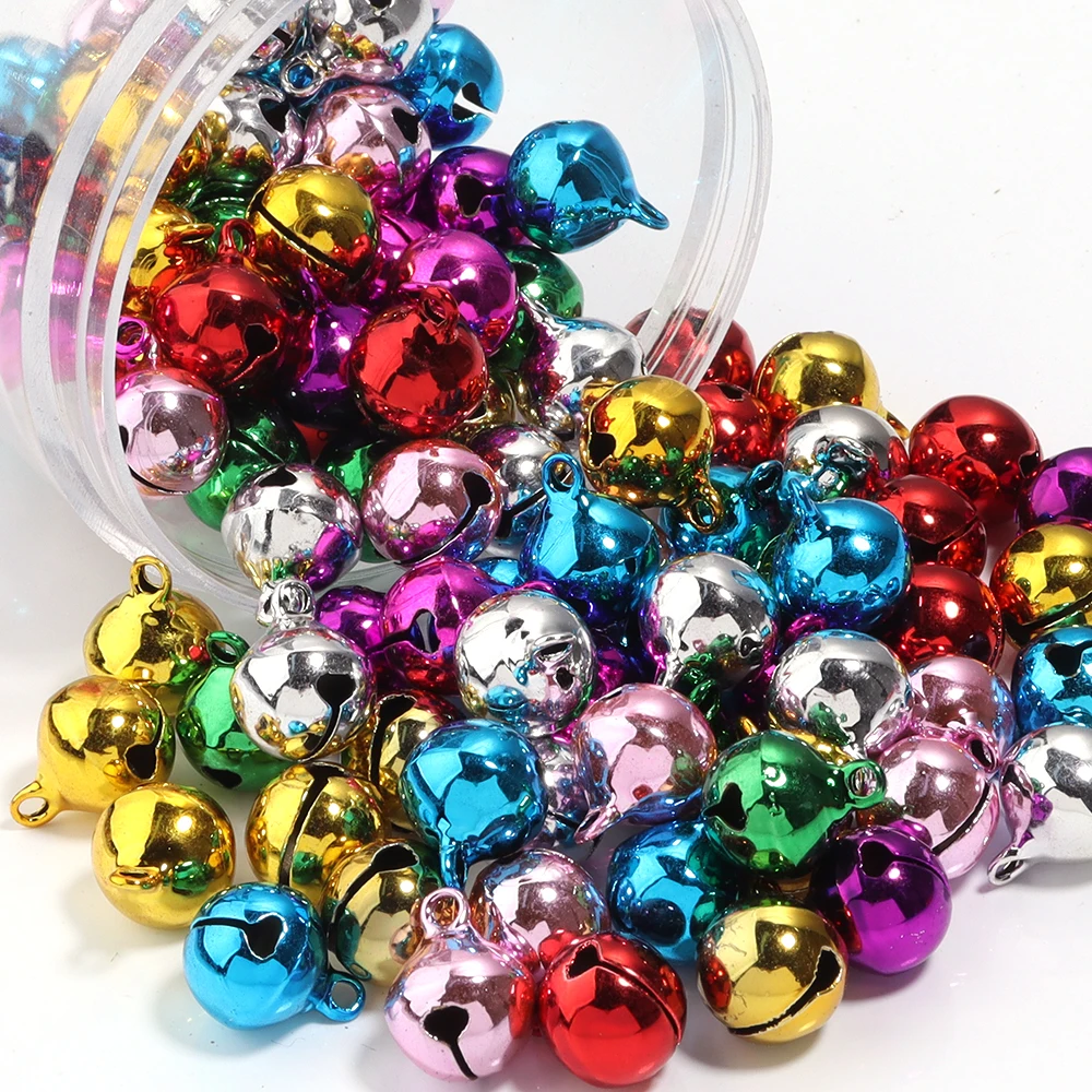 10-50pcs Iron Vacuum Plated Christmas Bell Beads Colorful Loose Beads For DIY Jewelry Decoration Pendant Accessories Wholesale