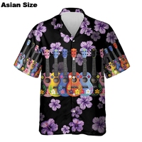 Fashion Ukulele Graphic Shirts For Men Clothes Casual Boy Ukelele  Beach Shirt Instrument Uke Hawaiian Male Singer Lapel Blouse