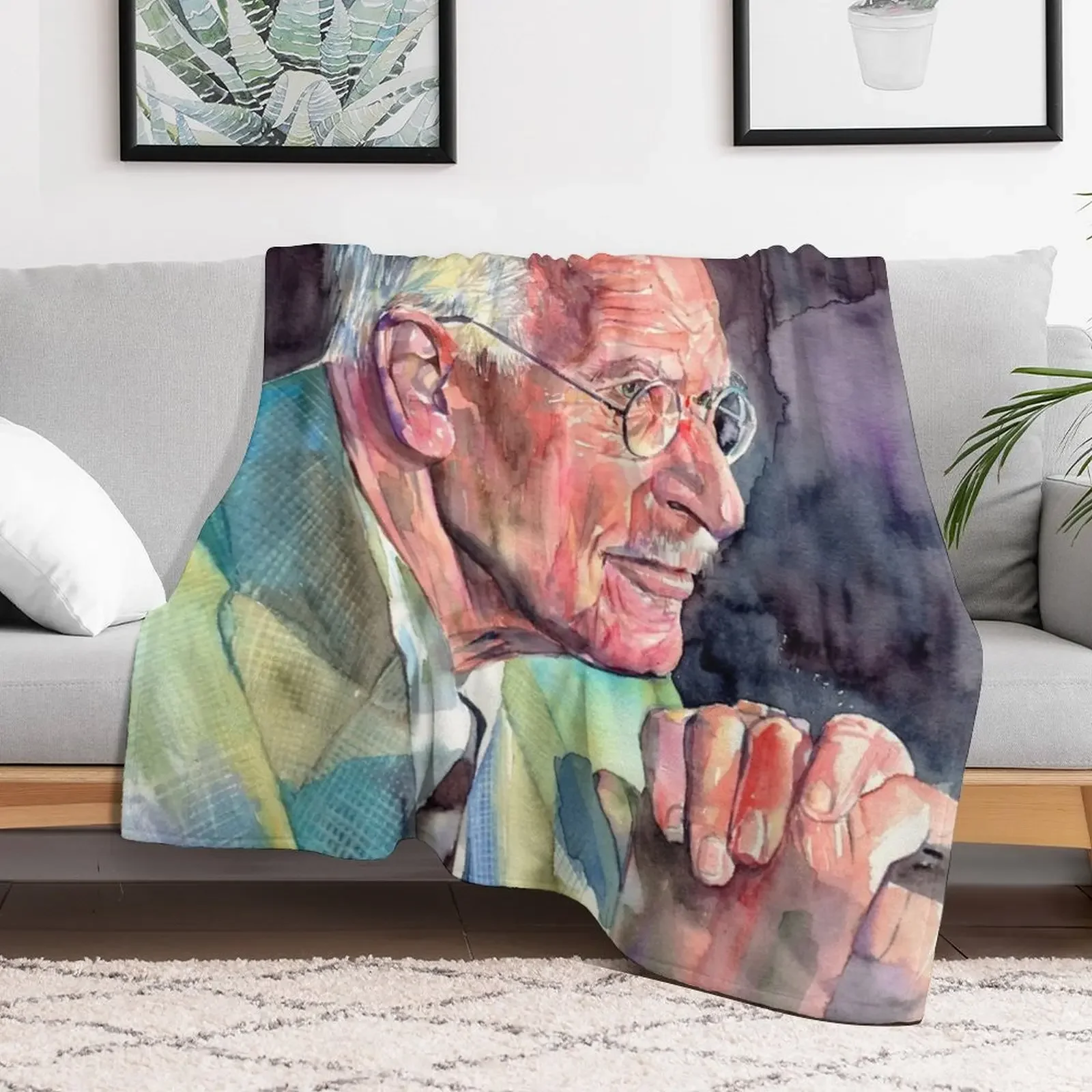 Carl Gustav Jung Portrait Throw Blanket Blankets For Sofas bed plaid warm for winter Bed covers Blankets