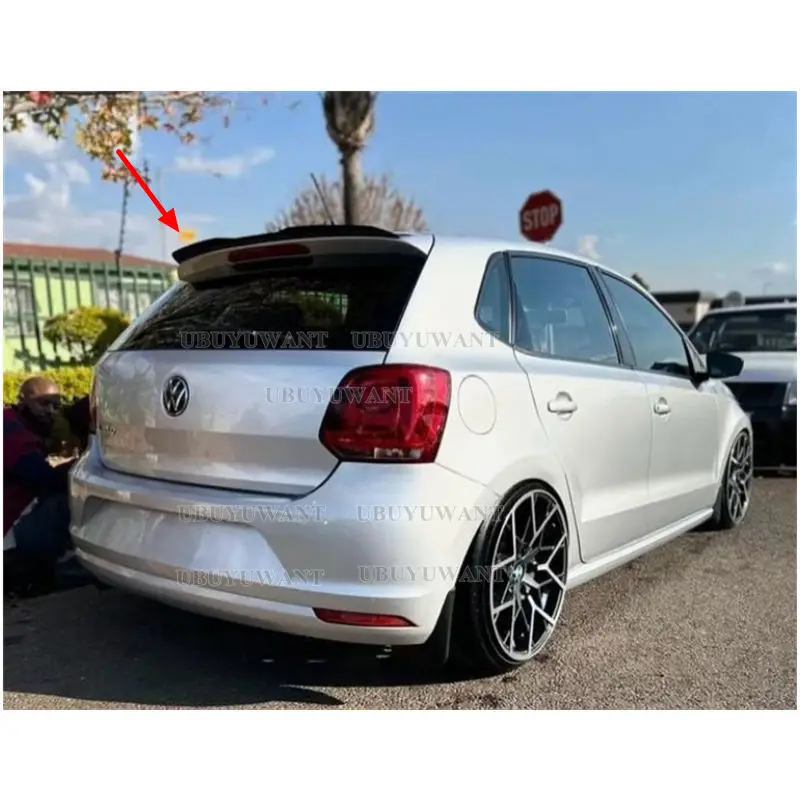 SPOILER-VERLÄNGERUNG für Volkswagen Polo AW MK6 Spoilerlippe aus ABS-Kunststoff, glänzend schwarz, für VW Polo AW GTI R-Line 2018 - UP Dachspoiler – Detail 3