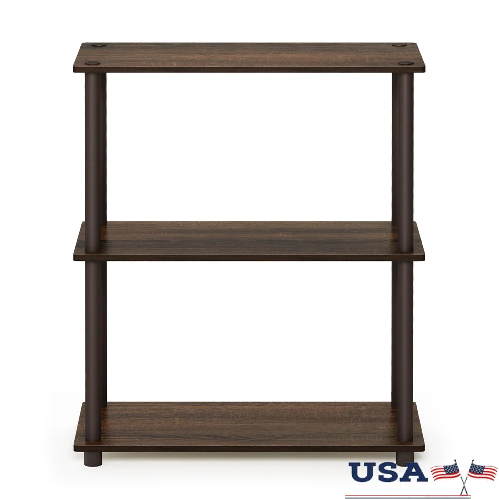 

3-уровневая компактная декоративная полка Многоцелевой стеллаж для хранения Простая сборка Для использования в помещении Прочные композитные деревянные пластиковые трубы