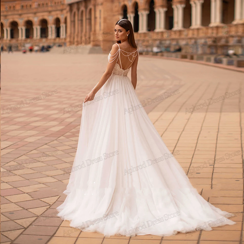 Vestidos De Novia escalonados De tul De línea a Vintage, apliques De cuentas, túnicas glamurosas para fiesta Formal