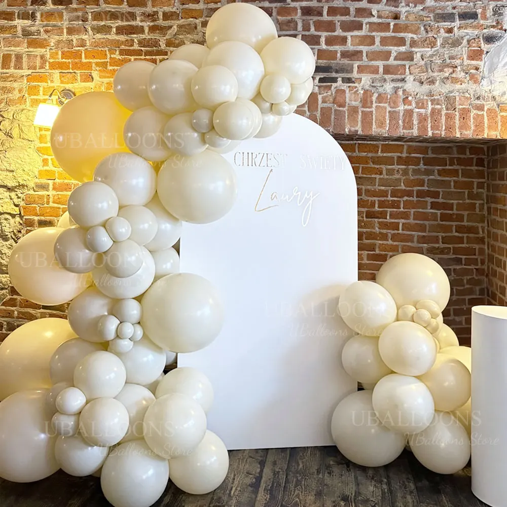 Guirnalda de Globos de color marfil, Globos de aire de 5/10/12/18 pulgadas, Kit de arco de Globos blanco, color crema, Beige, marfil, para decoración de fiesta de cumpleaños y Baby Shower