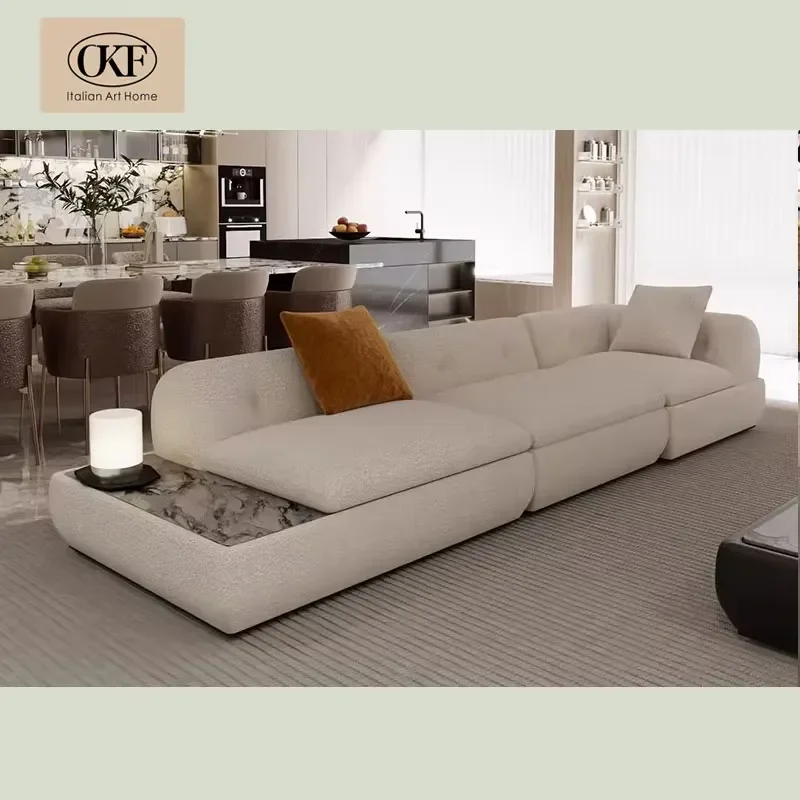 OKF Modern Villa Sofa Sets Fabric Sectional Modular with Side Coffee Table Stylish Living Room Sofa