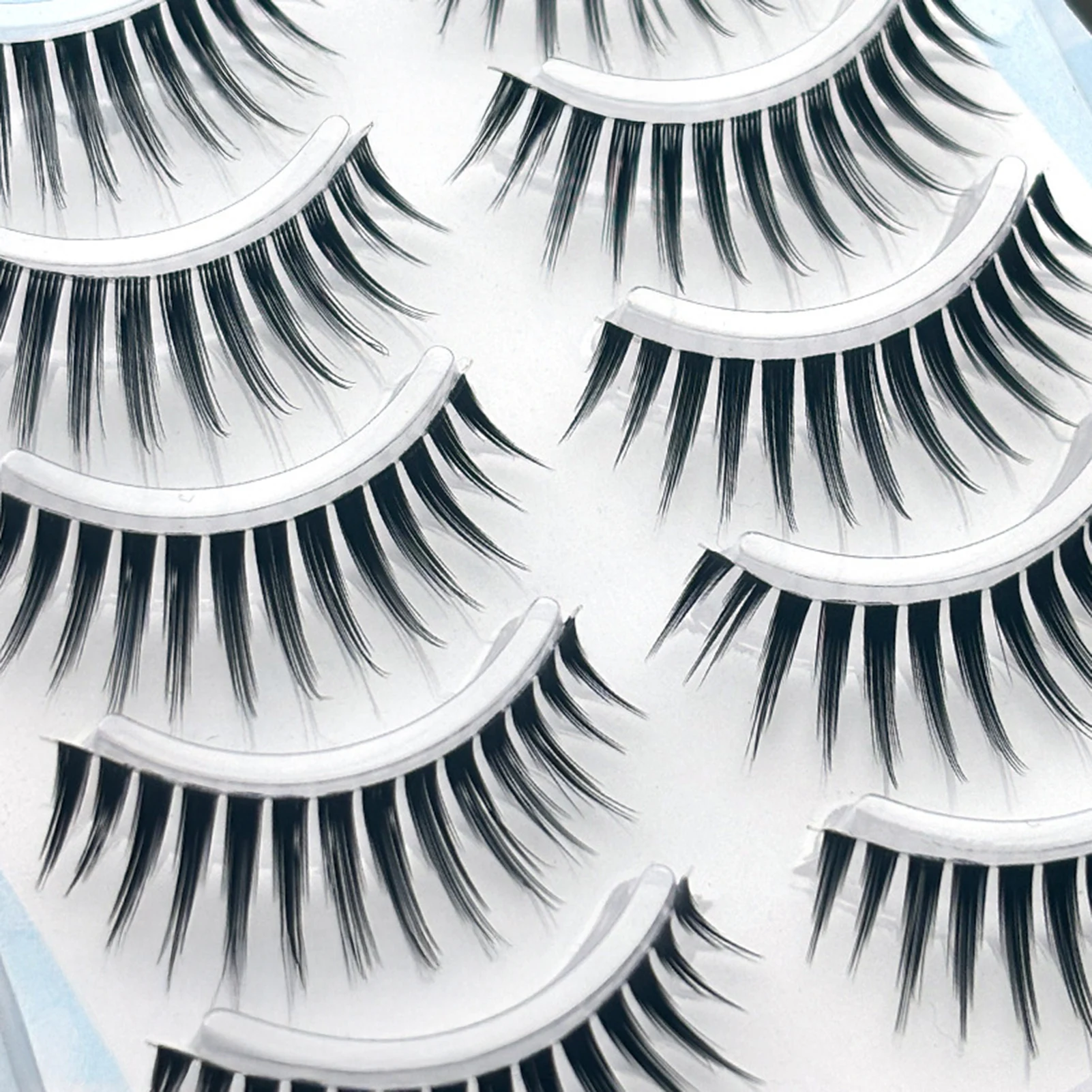 Pełne rzęsy na taśmie 5 par przezroczysta taśma 9-14mm delikatne rzęsy skręt C naturalny wygląd rzęsy w kępkach DIY makijaż cosplay