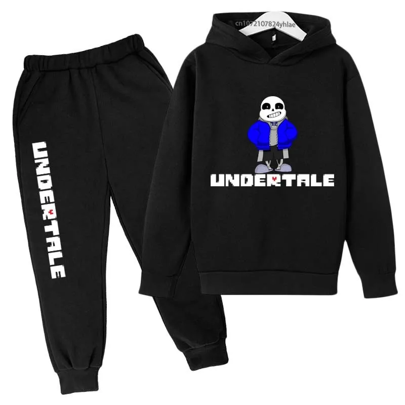 Children Undertable Printed Hooded Sweatshirt Boys Girls Toddler Coat + Pants Sport Jogging 3-12 Year Casual Sports outside Sets