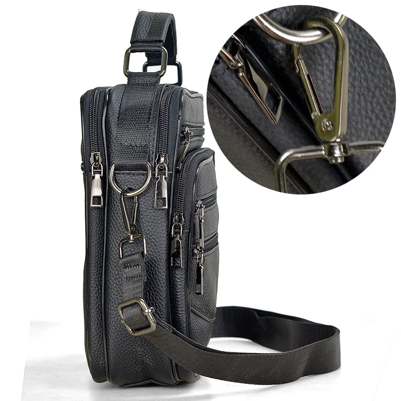 Small Men Genuine Leather Shoulder Bag Men\'s Cowhide Leather Handbag for Tablet Male Messenger Bags Crossbody Bag Boy Briefcase