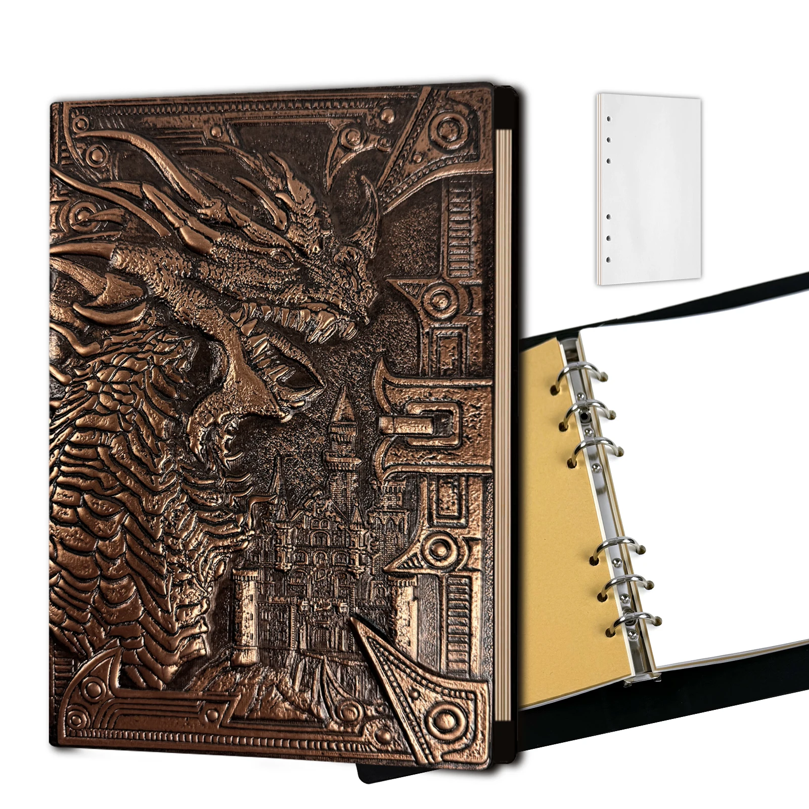 DND Journal Notebook,Unique 400 Page Book with 3D Embossed Leather for dungeons and dragons D&D dice accessories