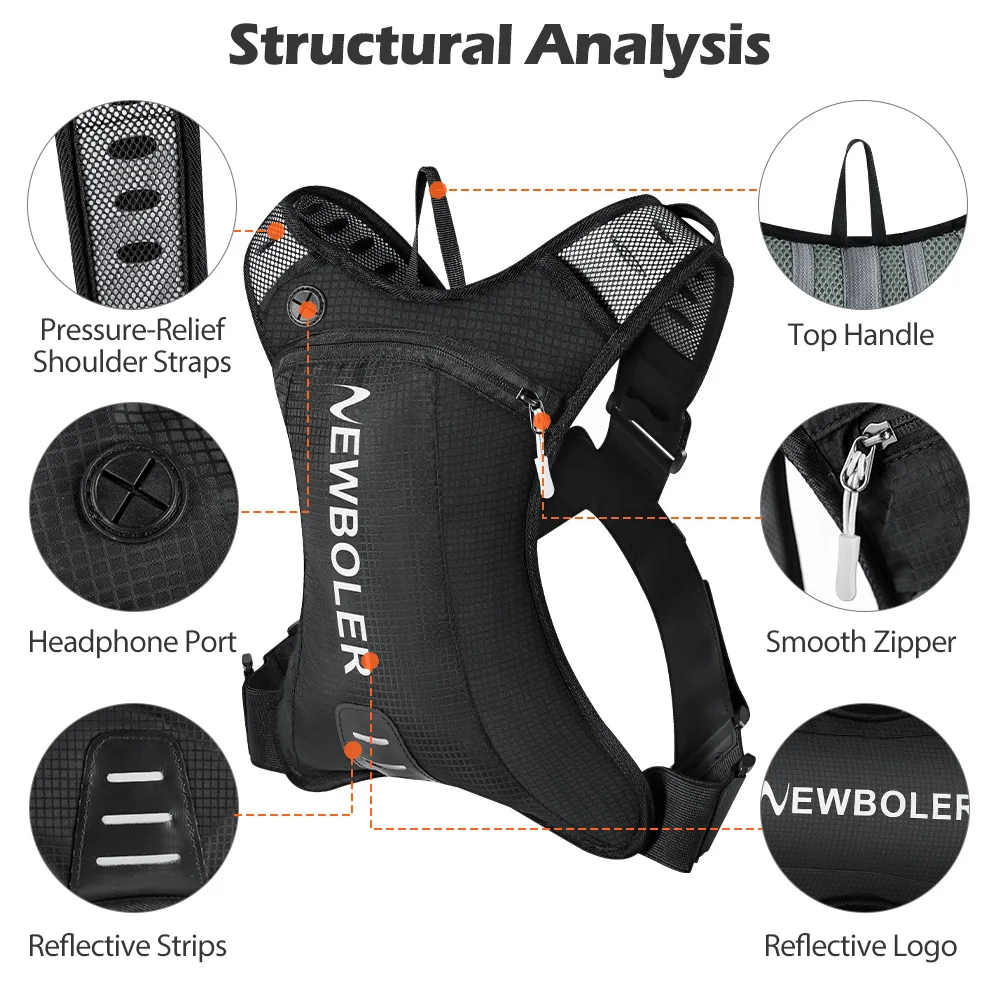 NEWBOLER 5L Motorrad-Trinkrucksack MTB Offroad Motocross Wasser-Rucksack Sport Mountainbike Trinktasche – Detail 9