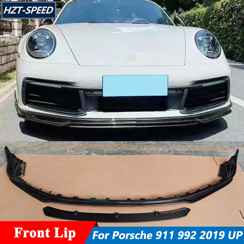 

High Quality Carbon Fiber Material Front Bumper Lip Trims For Porsche 911 992 Tuning 2019-2023