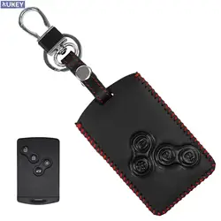 4 Button Leather Car Key Cover For Renault Koleos Scenic Clio Megane Captur Laguna Logan Car Remote Key Shell Case Fob Holder