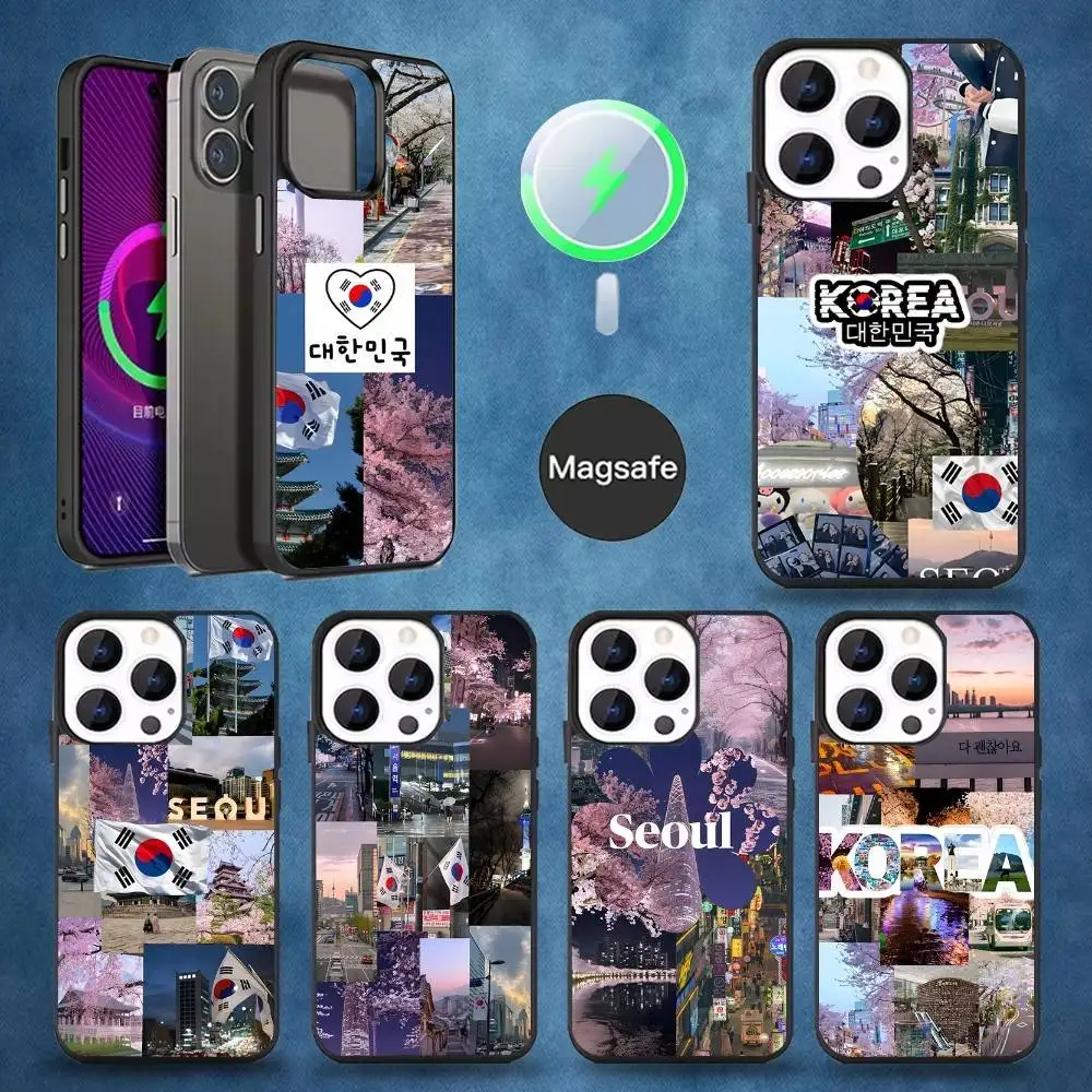 

South Korea SEOUL Travel Phone Case For iPhone 17,16,15,14,13,12,11,Pro,Max,Plus,Mini,Magsafe,Magnetic Wireless Charging Case