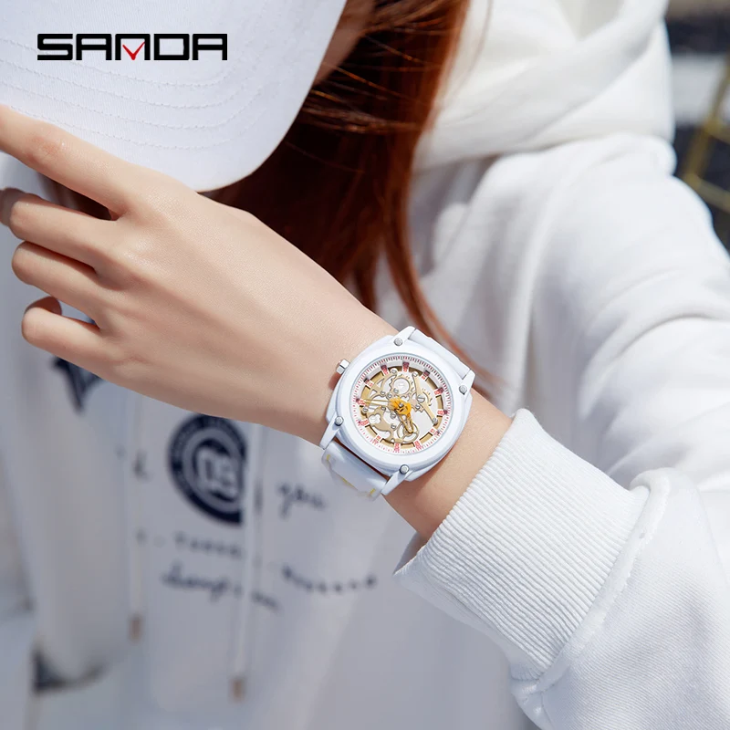 Sanda 3235นาฬิกาข้อมือควอตซ์สำหรับผู้ชาย, นาฬิกาทหารสไตล์ลำลองกันน้ำ50เมตรนาฬิกาผู้ชาย