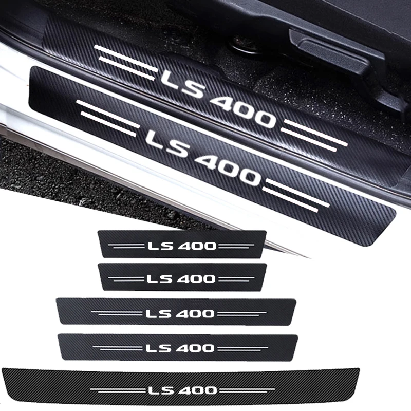 Car Decals for LS400 Logo Auto Door Entry Pedal Guards Threshold Scuff Plate Strip Carbon Fiber Doorsill Protect Stickers