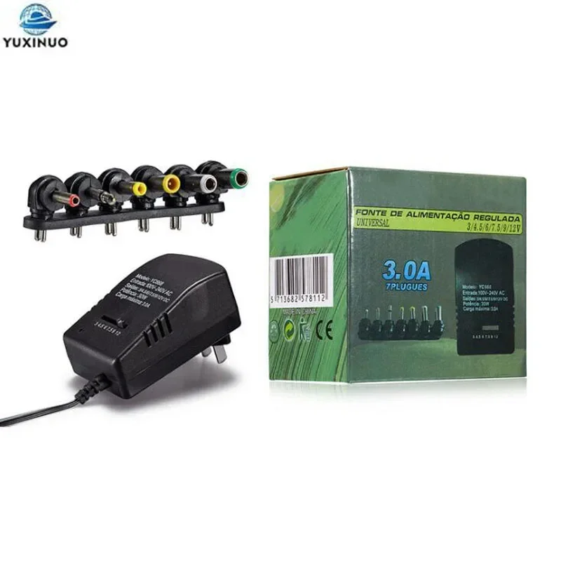 Universal 30W 3A Adjustable AC Charger Adapter Multi Voltage Converter 220V TO 12V DC 9V 7.5V 6V 4.5V 3V Power Supply 6 Plug