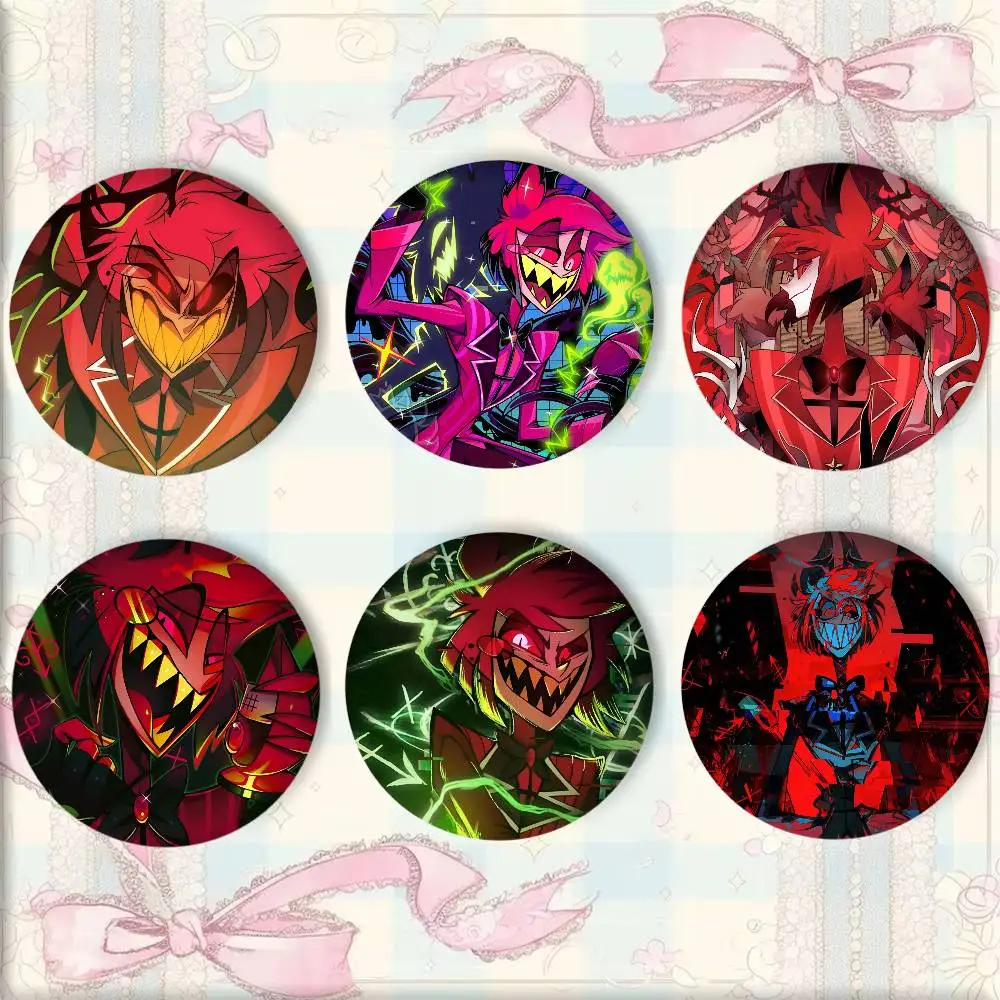 Anime Funny Cartoon Character A-Alastor Badge Tinplate Round Laser Brooch Clothes Backpack Accessories Lapel