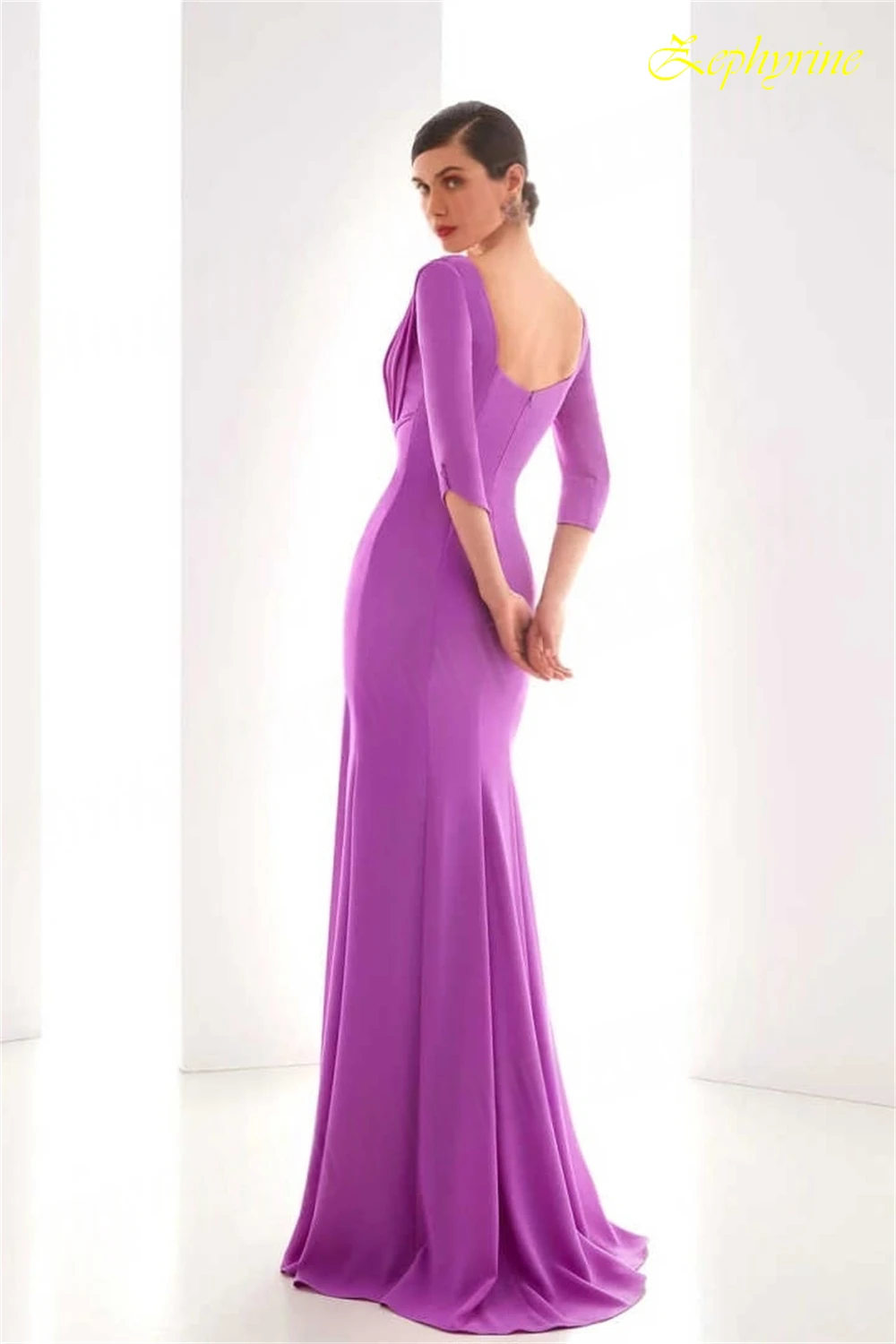 فستان سهرة أنيق مستقيم مخصص ومزاج أرجواني فساتين المشاهير سويب تراين فستان كلاسيكي للحفلات