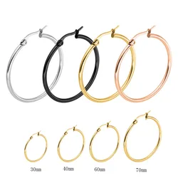 Gold color Stainless Steel Earrings 2018 Women Small or Big Hoop Earrings Party Rock Gift, Two colors wholesale