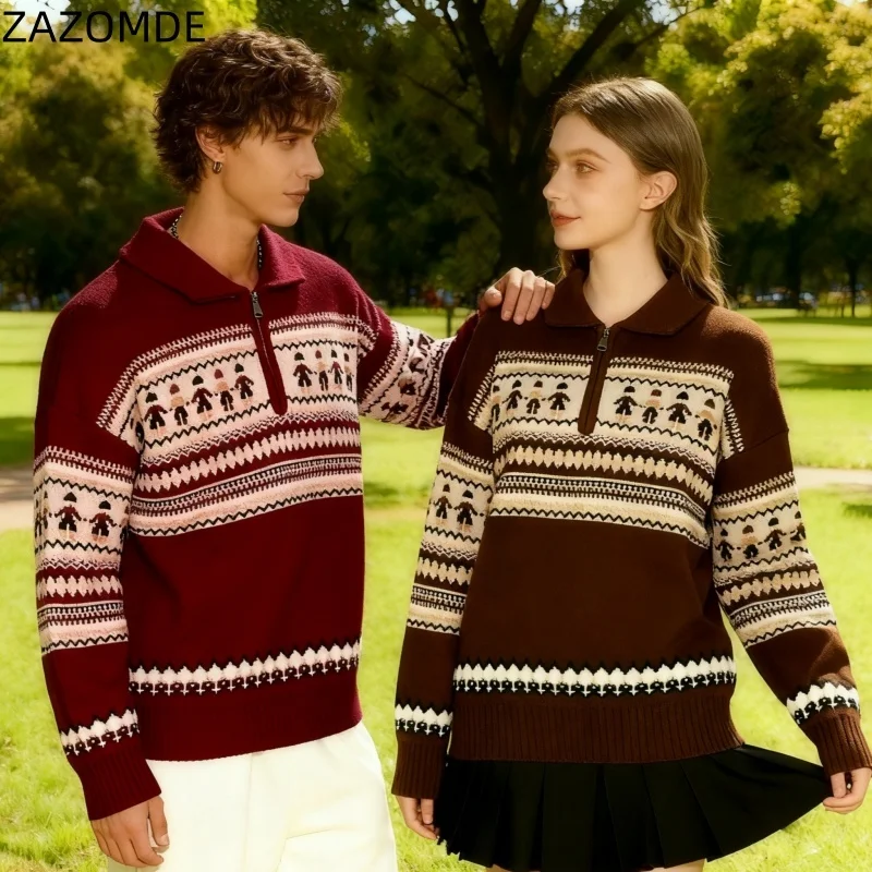 ZAZOMDE 2025 البوهيمي نمط نصف البريدي سترة للنساء الرجال خمر مستوحاة القبلية طباعة فضفاضة تناسب متماسكة البلوز تصميم فريد من نوعه #5