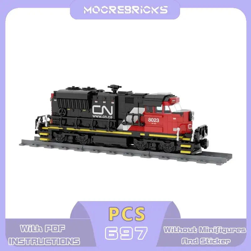 

MOC 8 Wide SD70M-2 Diesel Locomotive Building Blocks Motorised Modern USA Heavy Cargo Freight Train Bricks Toy Adult Gift