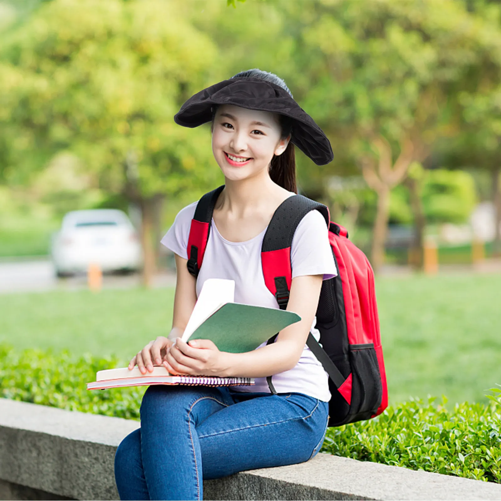 

Sunshade Large Brim Sun Hat Solid Color Summer Outdoor Running Wide Brim Protection Shading Casual Women Fashion