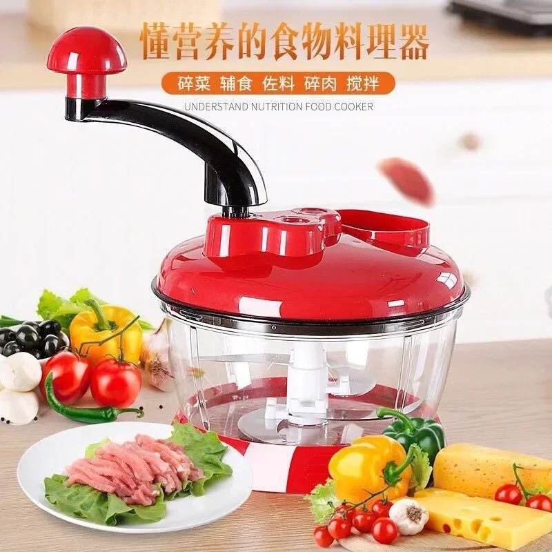 1pc Red Easoning Chili Garlic Slicer Manual Multifunctional Food Processor Vegetable Fruit Chop Up Machine