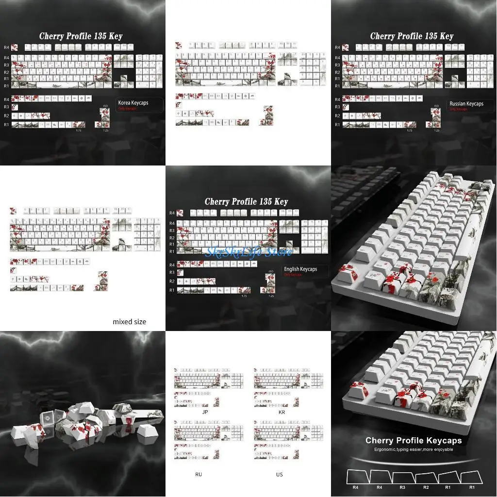 

E65E 135Key MechanicalKeyboard Keycaps Backlit DyeSublimation Russian KoreanJapanese